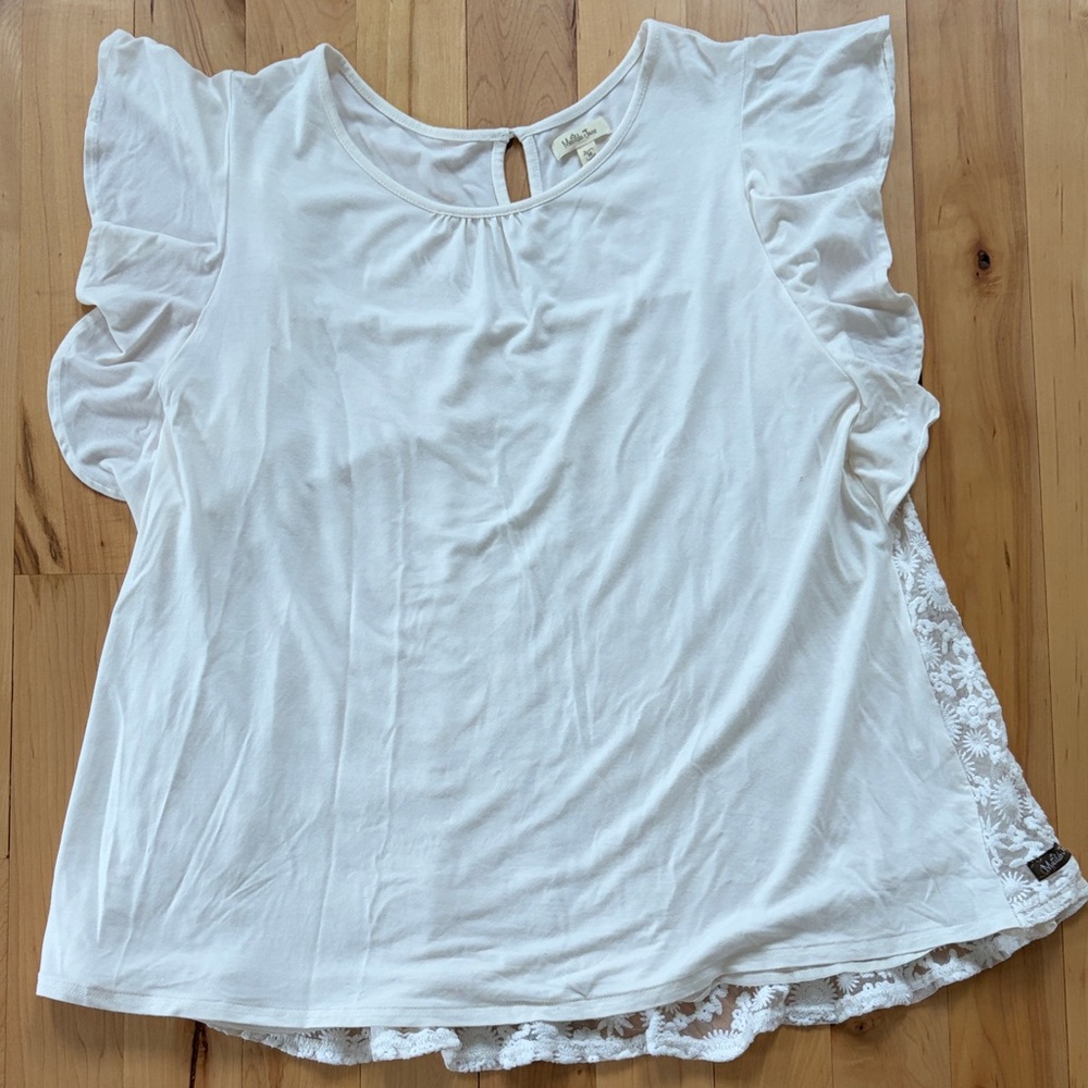 Matilda Jane Cream Ruffle Sleeve Blouse size M